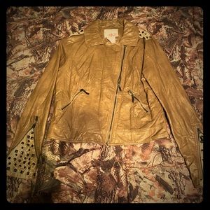 BKE, Taupe Pleather Jacket with Lace, xL